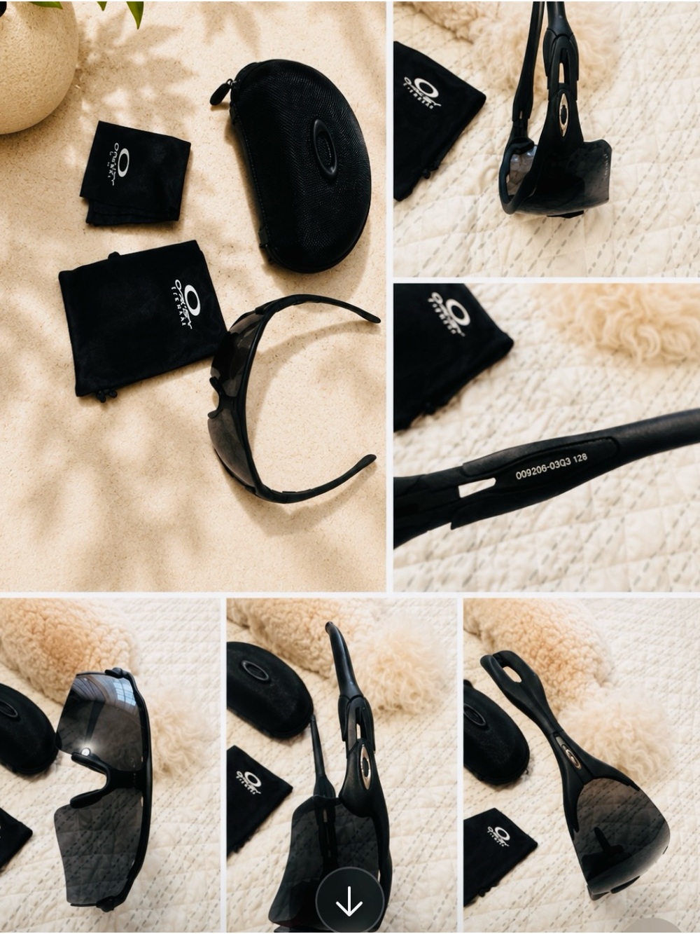 Oakley Black Shield Wraparound Sunglasses with Pouches and Case 1-1